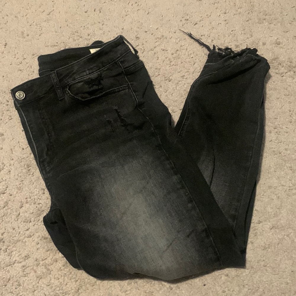 Bridge by Gly Black/Grey Distressed High Rise Skinny Jeans
